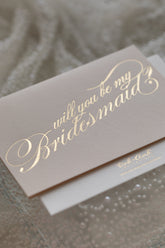 Calligraphy Bridesmaid proposal card - Light blush - Ooh Aah Invitations