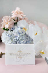 Embossed wedding invitations with initials wedding monogram in gold foil