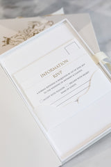 Luxury wedding invitation box with pocket RSVP insert card