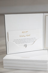 Hardcover pocket fold wedding invitation booklet