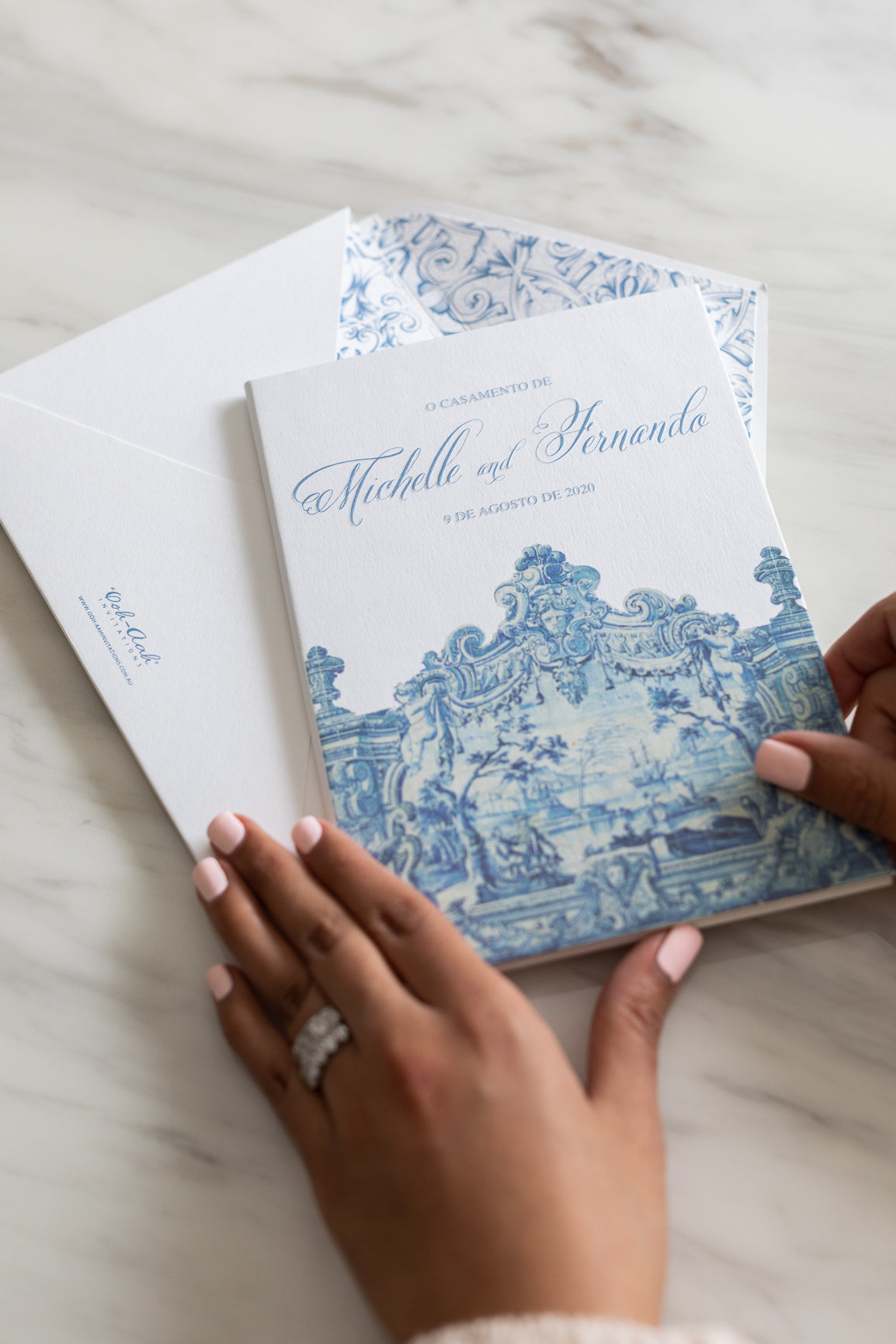 Portuguese Wedding Invitations Azulejo Blue Tiles