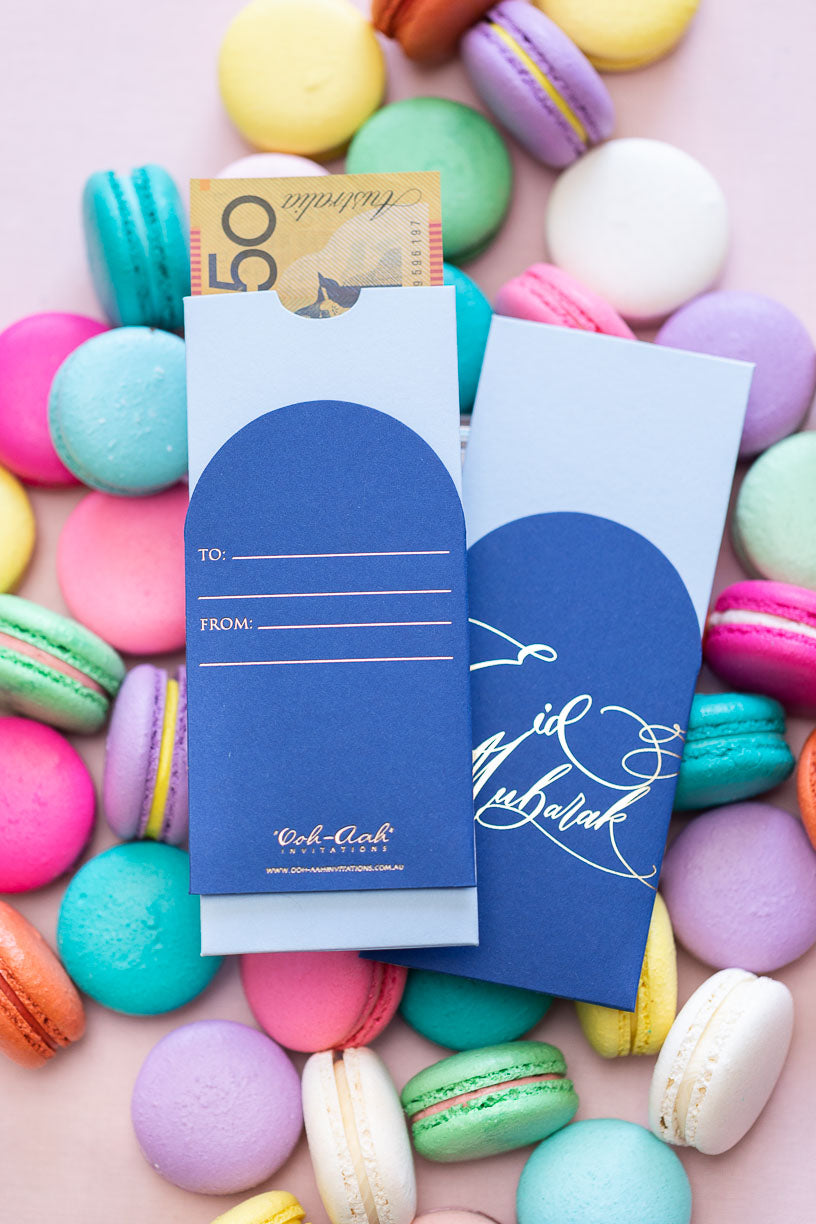 2 PIECE EID MONEY ENVELOPE - BLUE - Ooh Aah Invitations