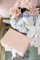 Luxury bridal shower invitation box in blush pink