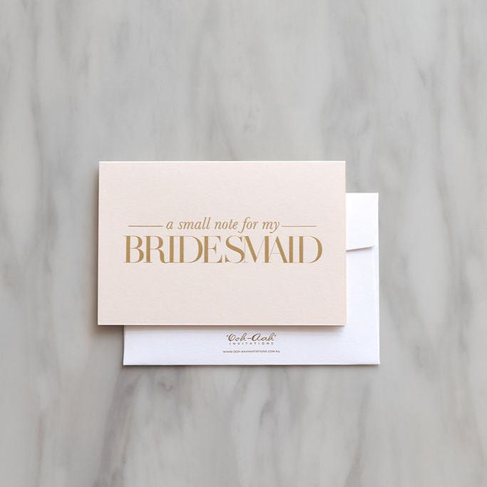 Bridesmaid thank you card - Light Blush