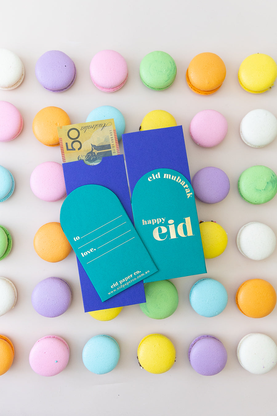 Happy eid money envelope - Green Blue