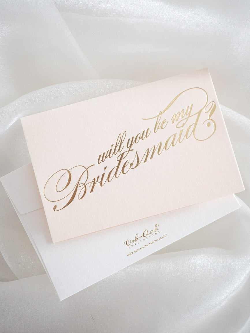 Calligraphy Bridesmaid proposal card - Light blush