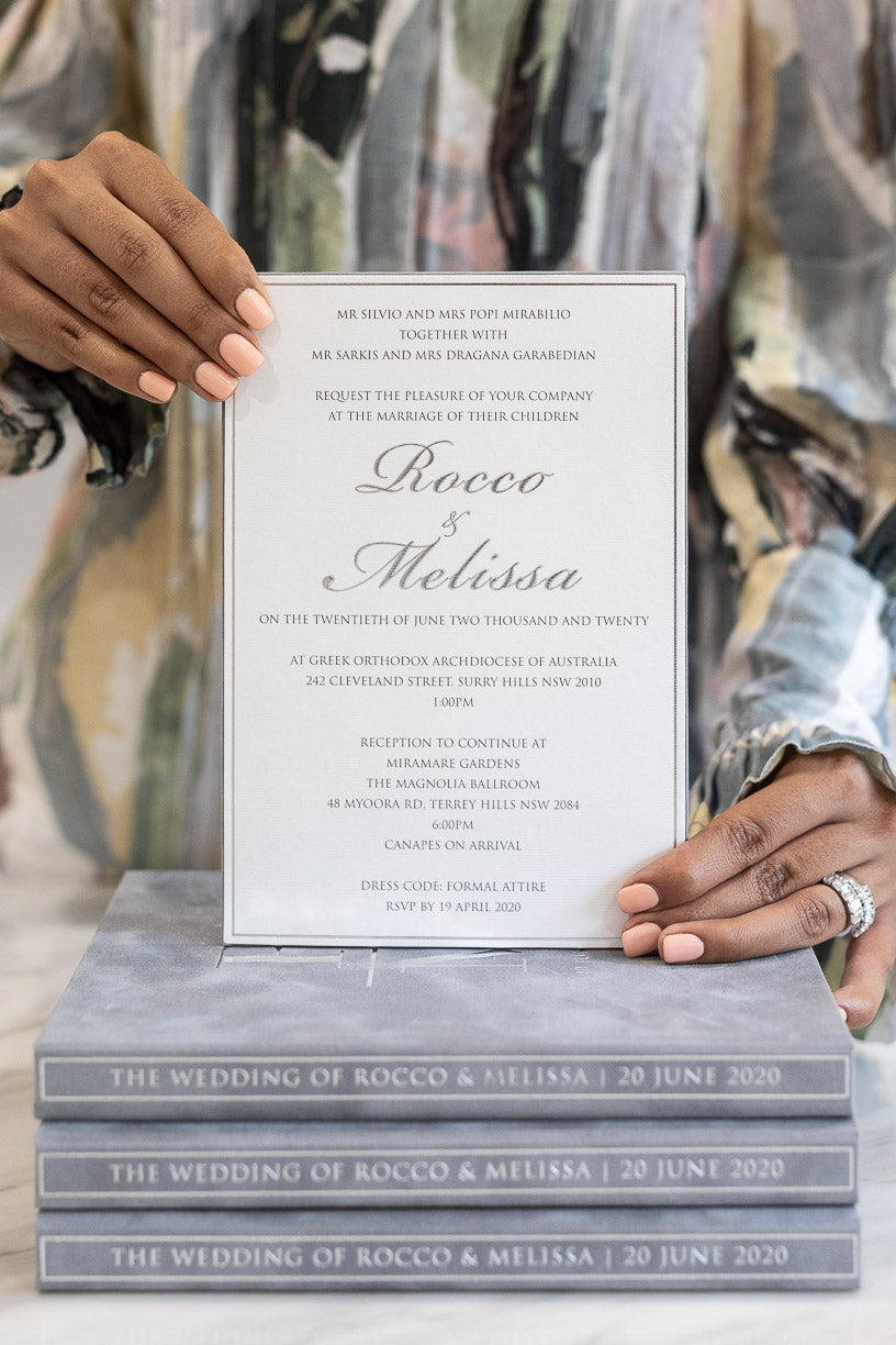 Elegant wedding invitation on premium card in luxury box