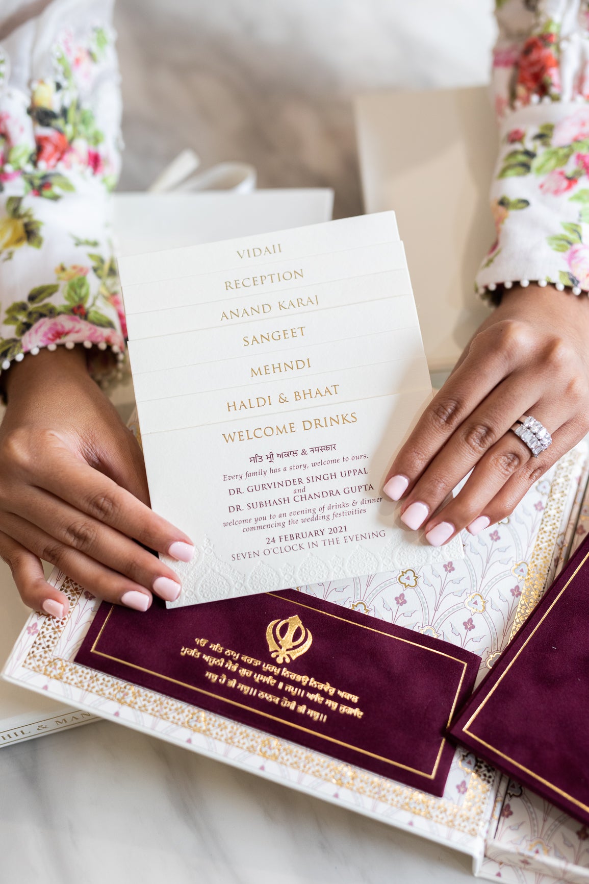 Luxury Indian Wedding invitations with Mehndi cards