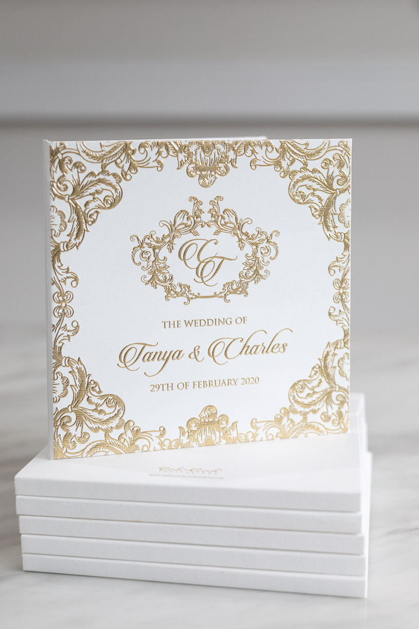 Royal and regal luxury wedding invitation gold foil embossing