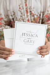 Modern and simple wedding invitations with silver foil