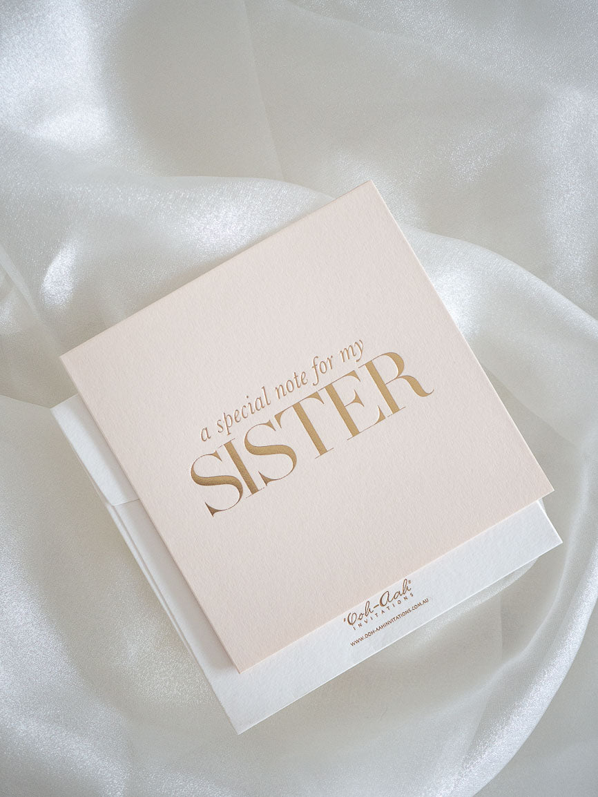 Sister gifts for wedding day card