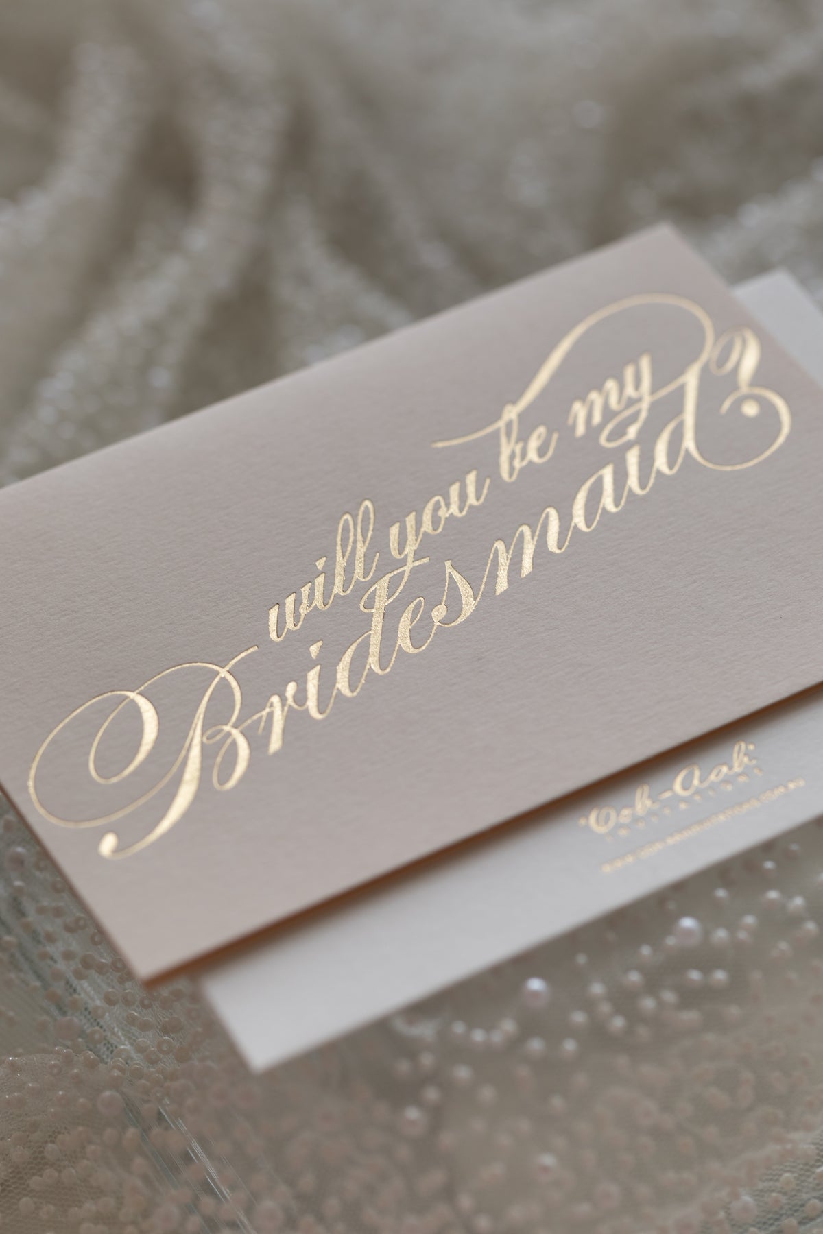 Calligraphy Bridesmaid proposal card - Light blush