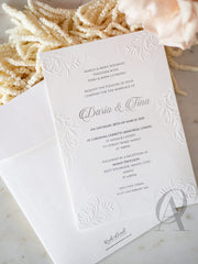 Embossed Wedding Invitation Cards with Silver Foil