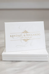 Classic white and gold wedding invitations hardcover booklet