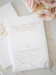 Rustic Floral Wedding Invitations Rose Gold Foil Premium Board