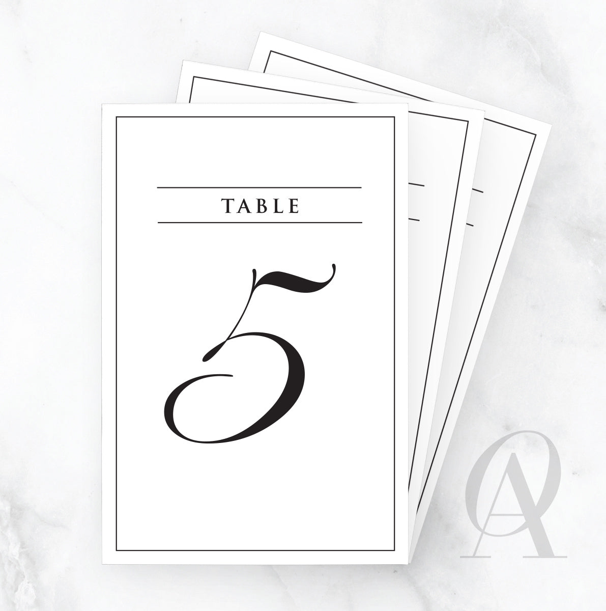 TN03 SCRIPT NUMBERS BORDER TABLE HEADING - Ooh Aah Invitations