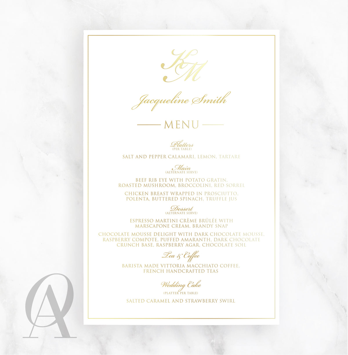 Guest Names On Foil Menu Card - Ooh Aah Invitations