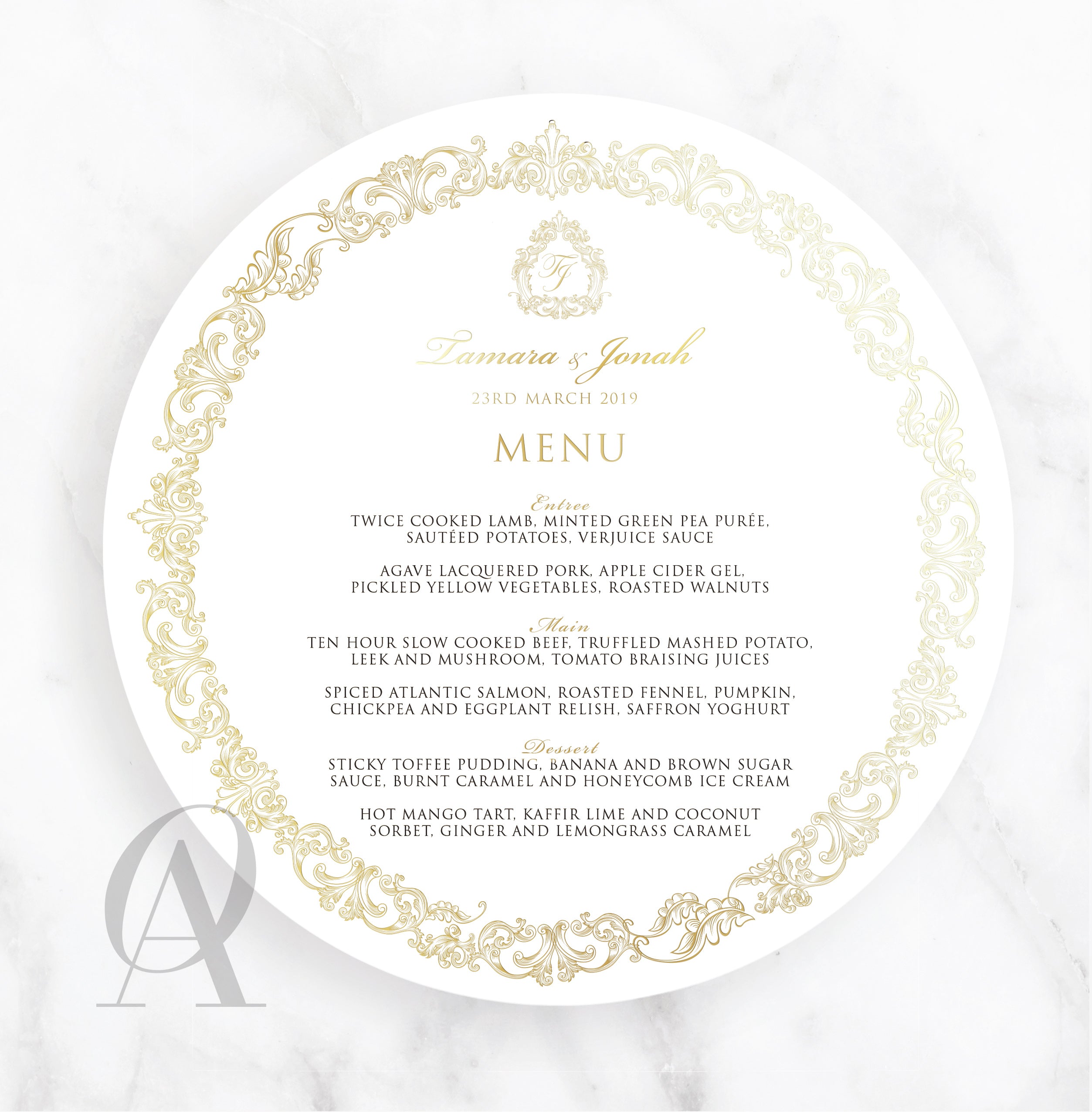 Round Menu Elegant Regal Border - Ooh Aah Invitations