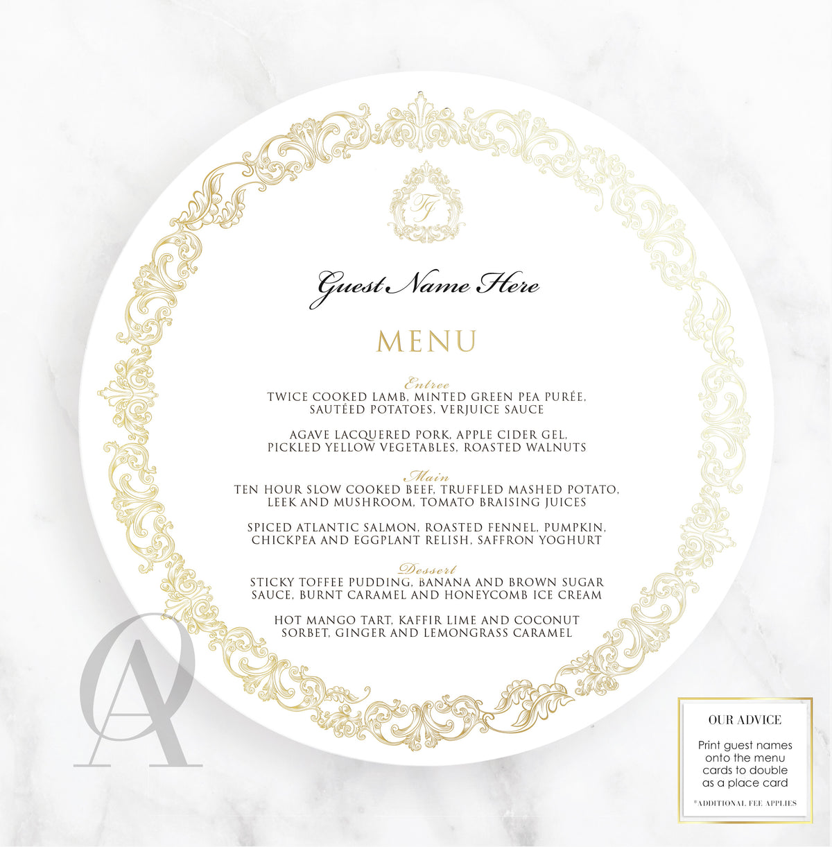 Round Menu Elegant Regal Border - Ooh Aah Invitations