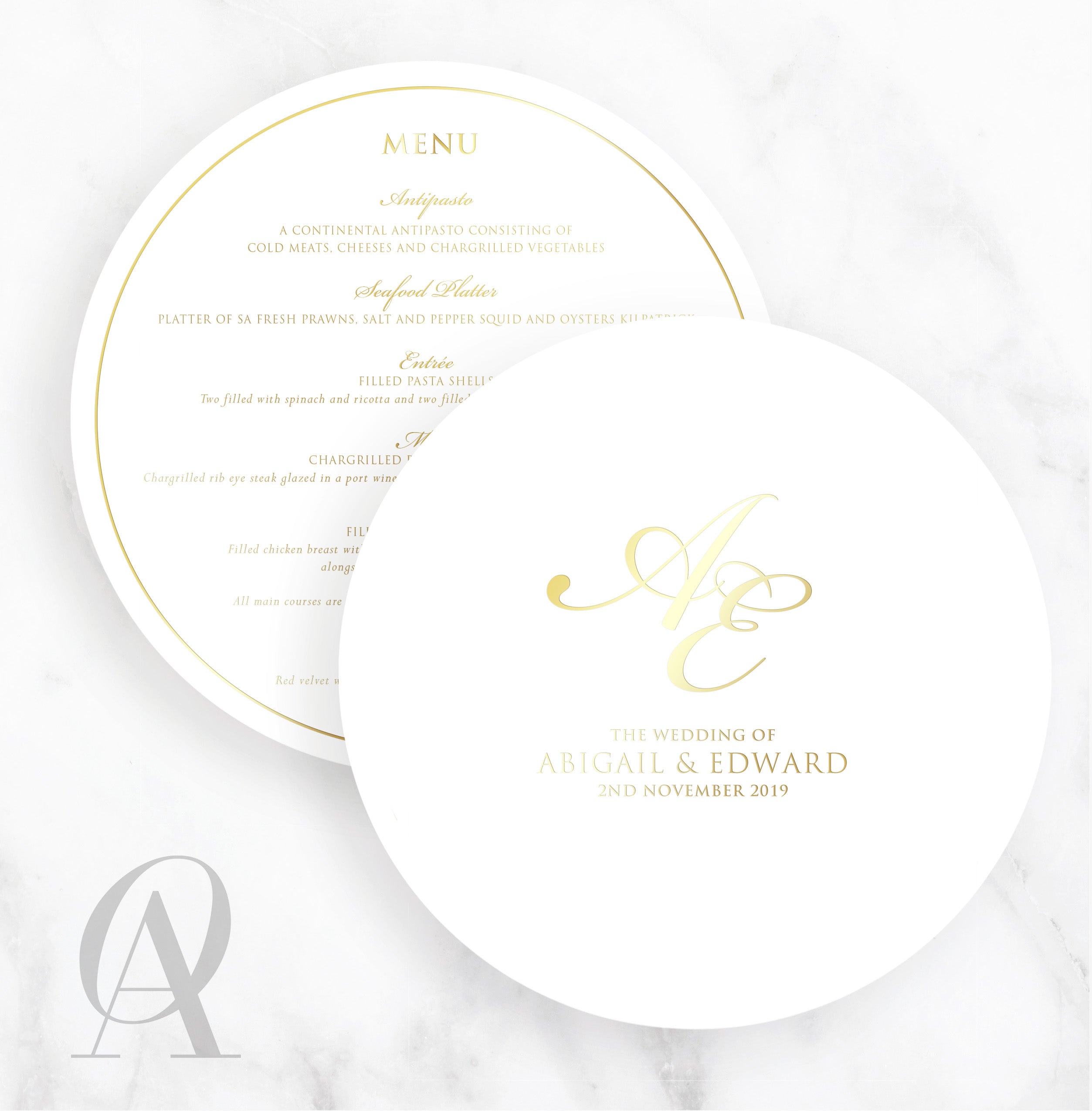 Round Menu Foil Stamp - Ooh Aah Invitations