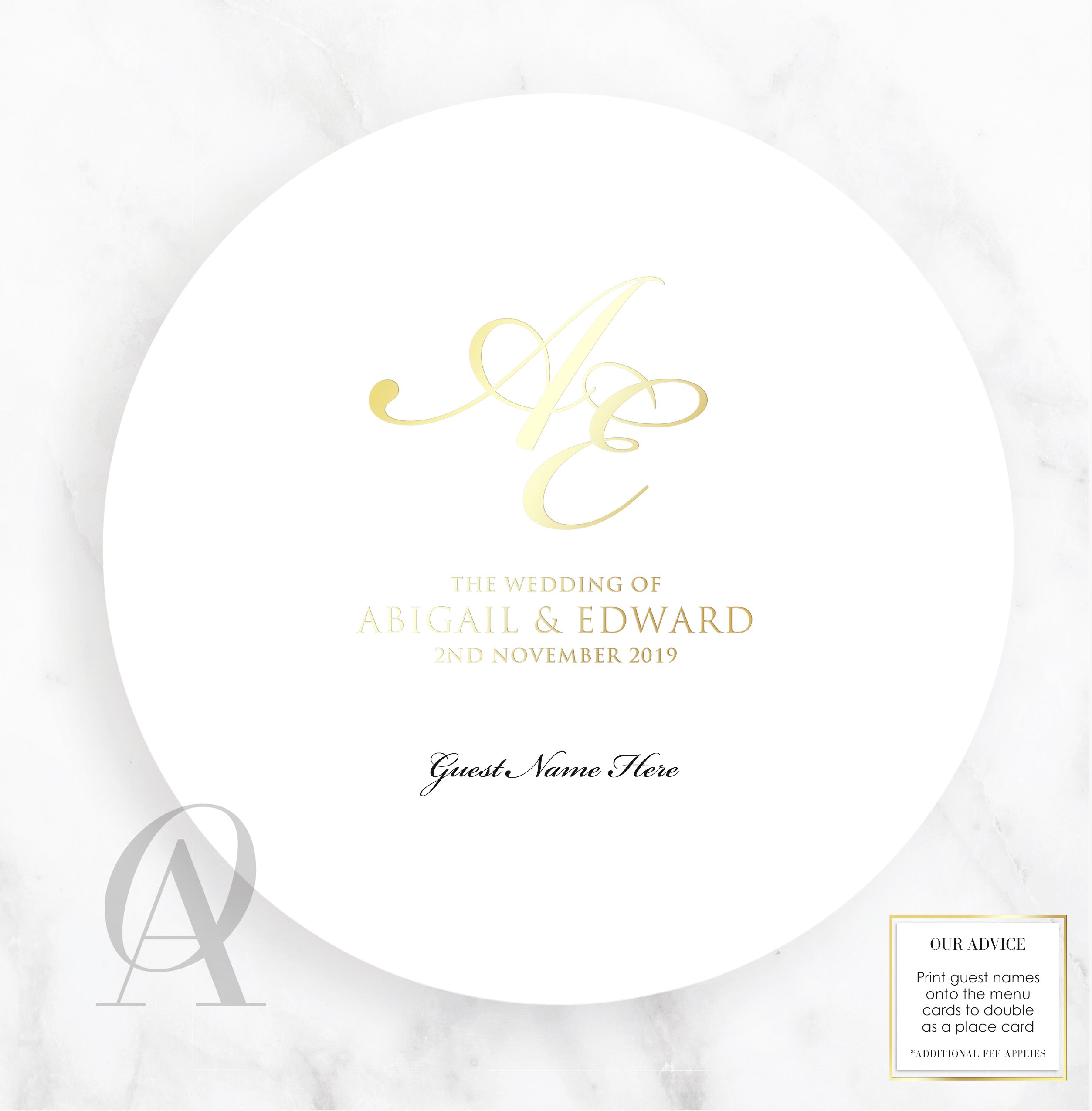 Round Menu Foil Stamp - Ooh Aah Invitations