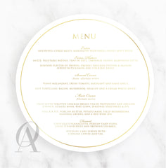 Round Menu Regal Foil Stamp + Ink Print - Ooh Aah Invitations