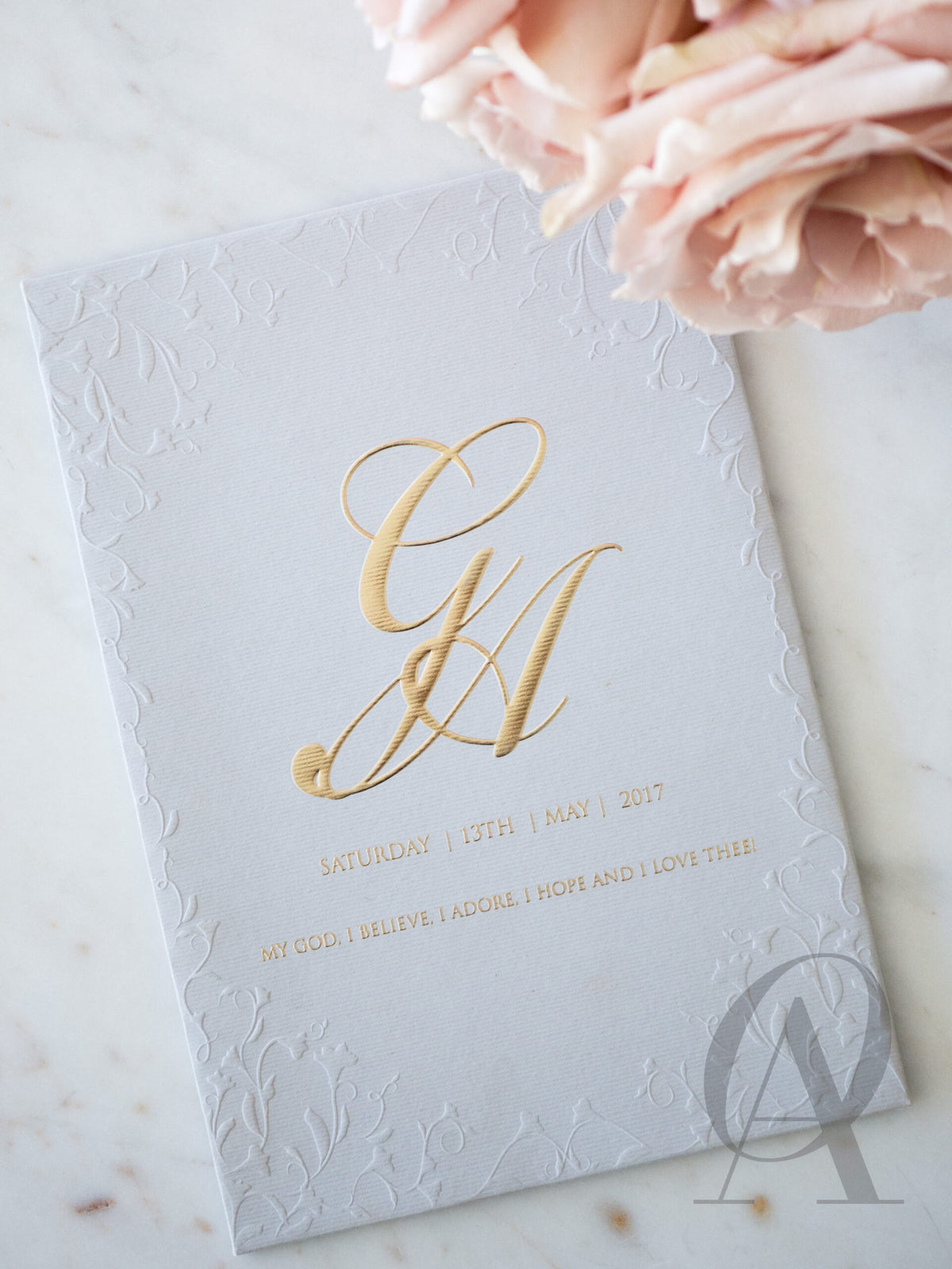 Grey and Gold Foil Embossed Wedding Invitations Premium Board