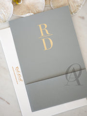 Luxury grey and gold wedding invitations