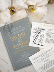 Luxury grey and gold wedding invitations