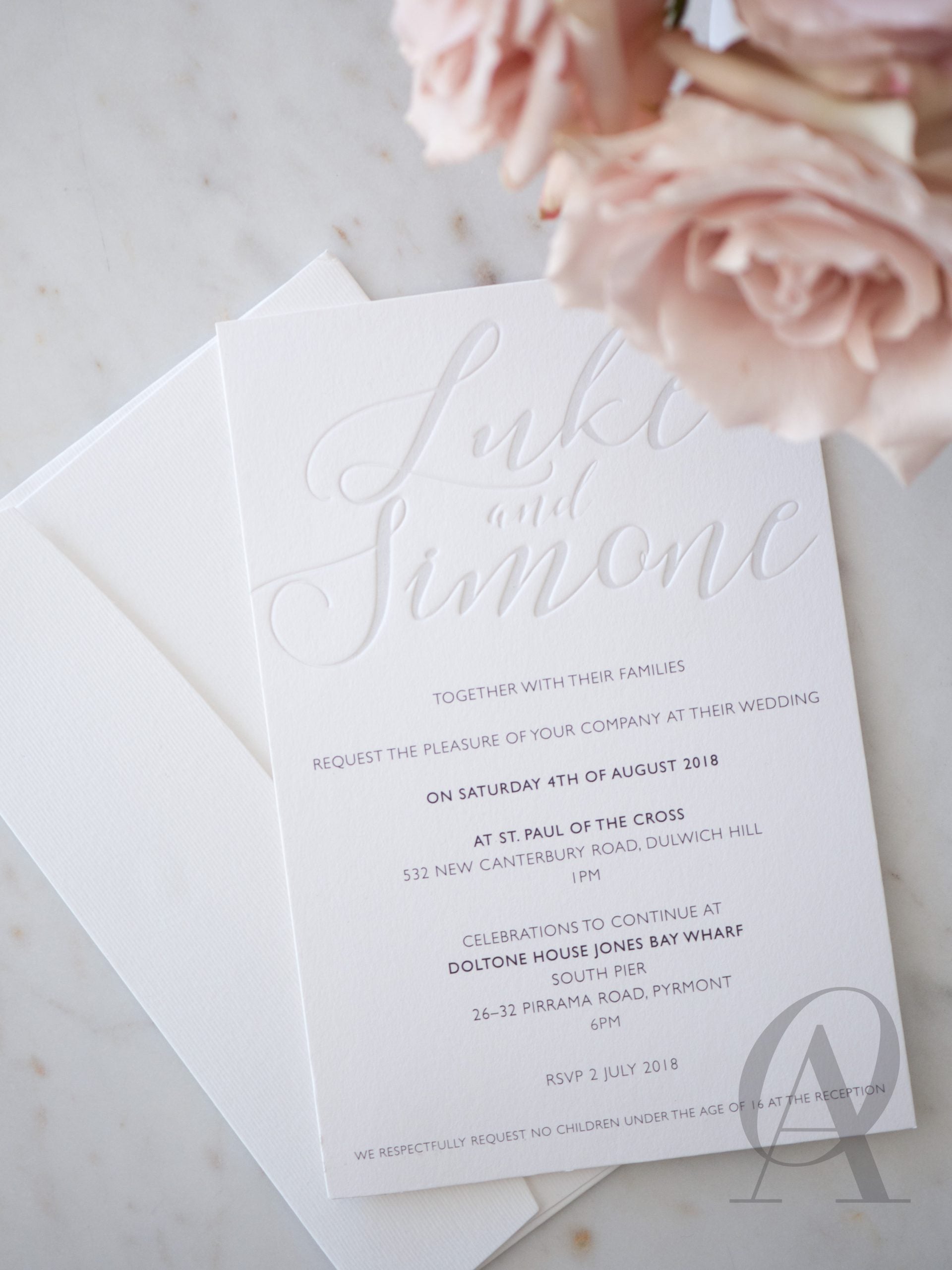 Modern and Simple Wedding Invitations with Letterpress Calligraphy