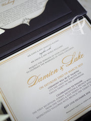 Luxury Box Wedding Invitations Grey Suede