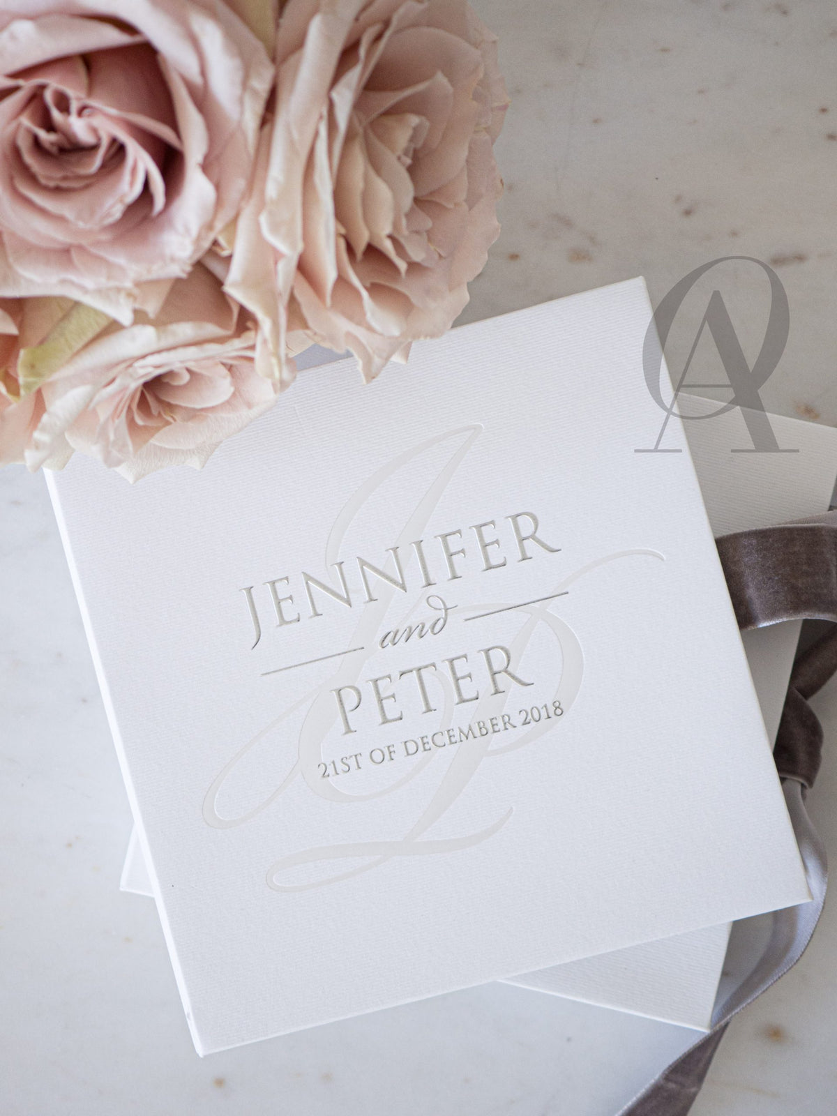 Luxury box wedding invitations silver foil embossing