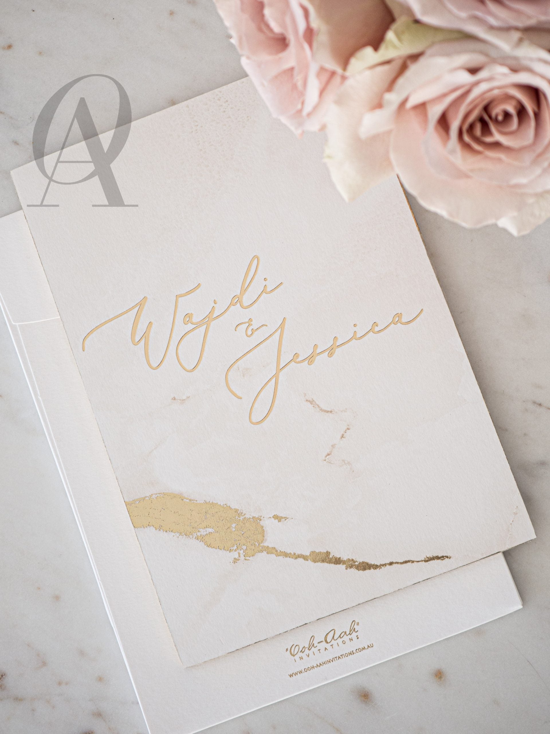 Marble and Gold Foil Wedding Invitations Premium Board