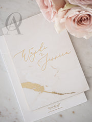 Marble and Gold Foil Wedding Invitations Premium Board