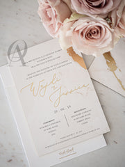 Marble and Gold Foil Wedding Invitations Premium Board