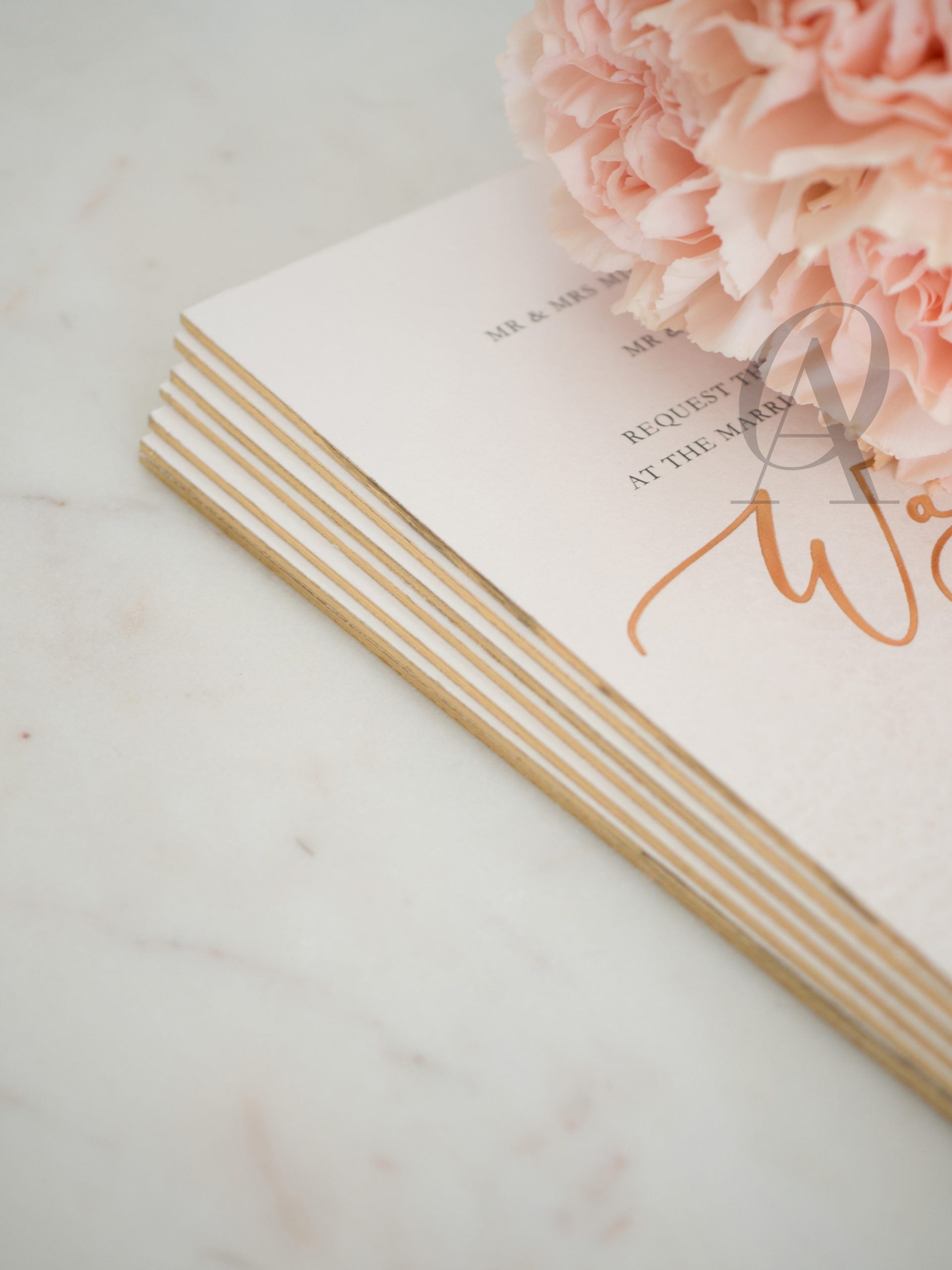 Marble and Gold Foil Wedding Invitations Premium Board