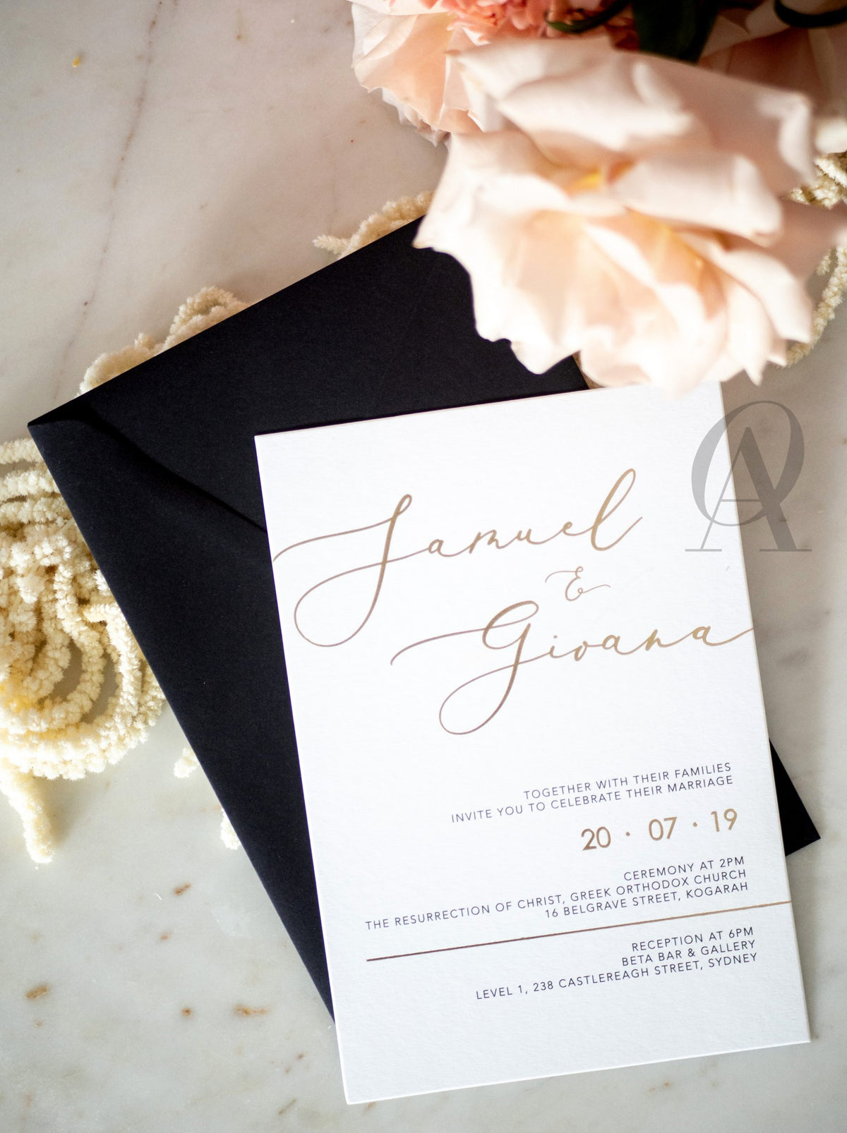 Simple elegant wedding invitations gold foil