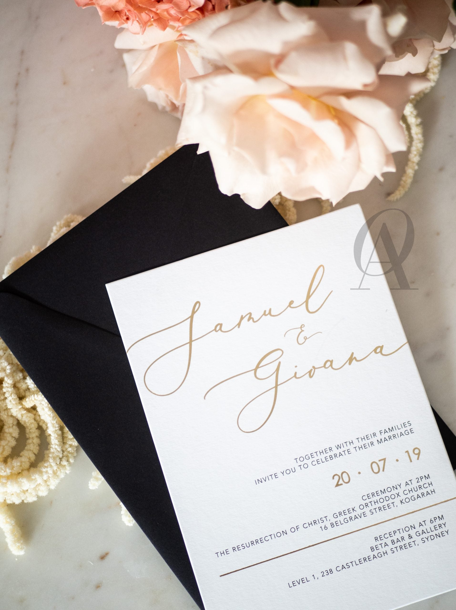 Simple elegant wedding invitations gold foil