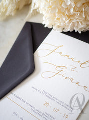 Simple elegant wedding invitations gold foil