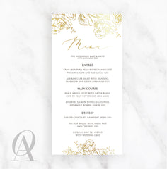 SMGF01 SKINNY MENU INK PRINT + GOLD FOIL COUPLE NAMES - Ooh Aah Invitations