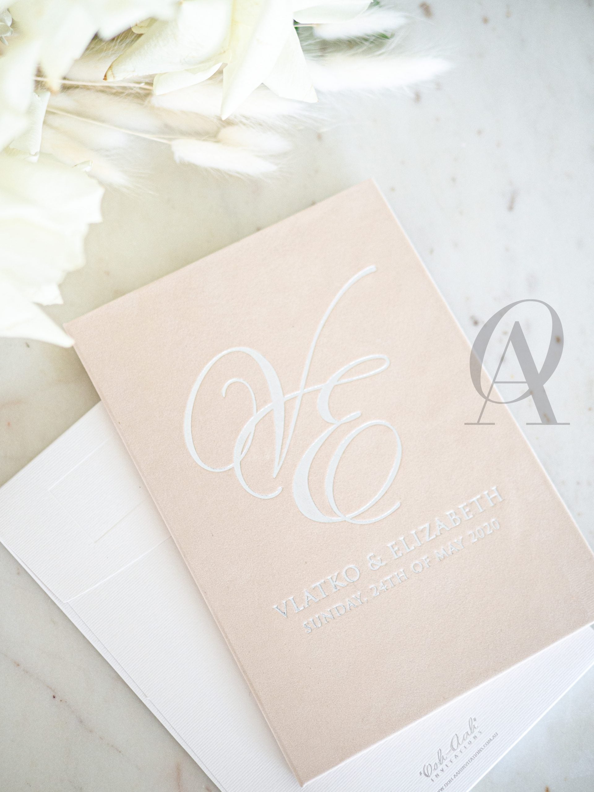 Wedding Invitation Booklet with Silver Wedding Monogram