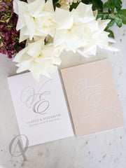 Wedding Invitation Booklet with Suede and Silver Foil