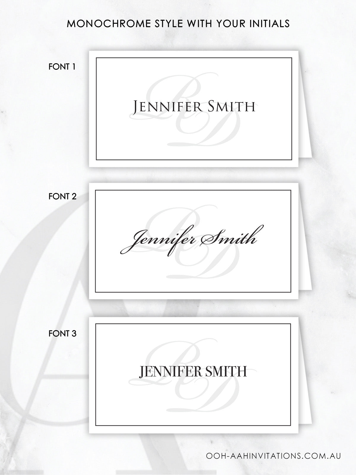 Elegant Initials Table Place Cards - Ooh Aah Invitations