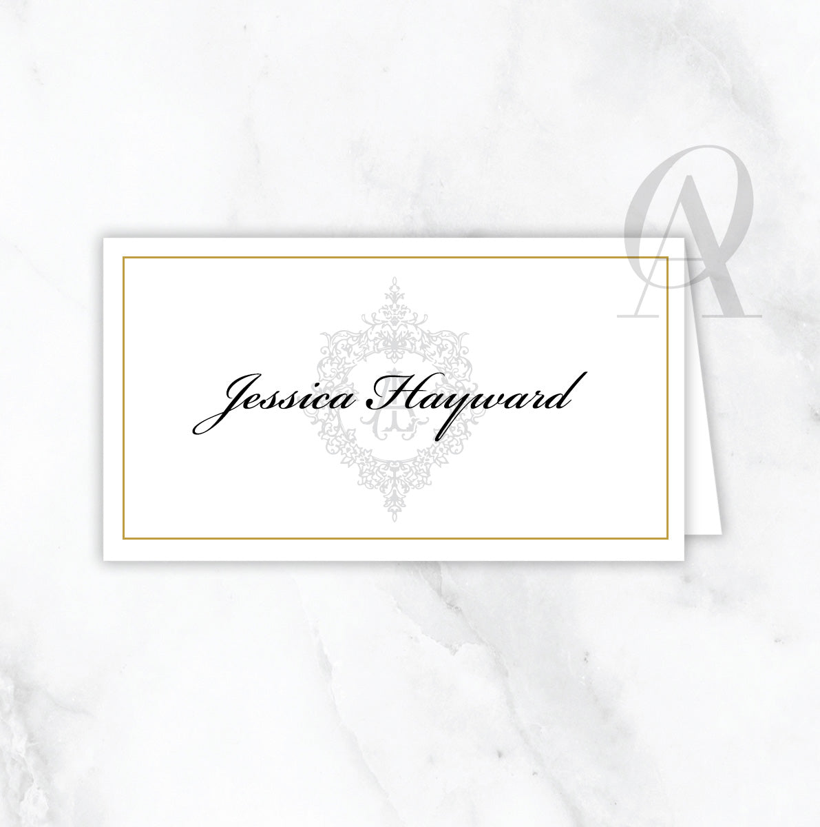 Royal Crest Monogram Table Place Cards - Ooh Aah Invitations