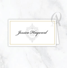 Royal Crest Monogram Table Place Cards - Ooh Aah Invitations