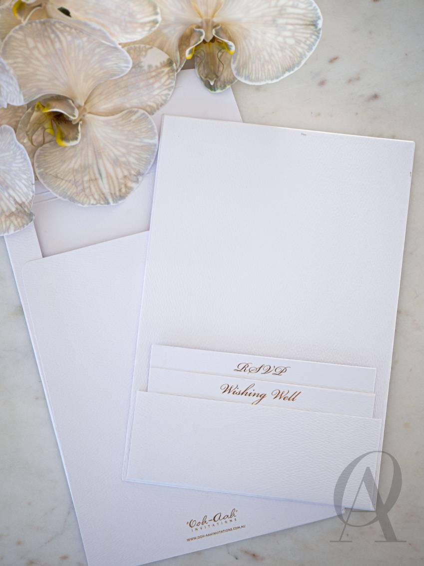 Simple and Elegant White and Gold Wedding Invitations Premium Board