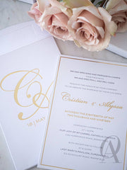 Simple and Elegant White and Gold Wedding Invitations Premium Board