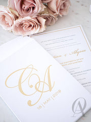 Simple and Elegant White and Gold Wedding Invitations Premium Board