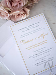 Simple and Elegant White and Gold Wedding Invitations Premium Board