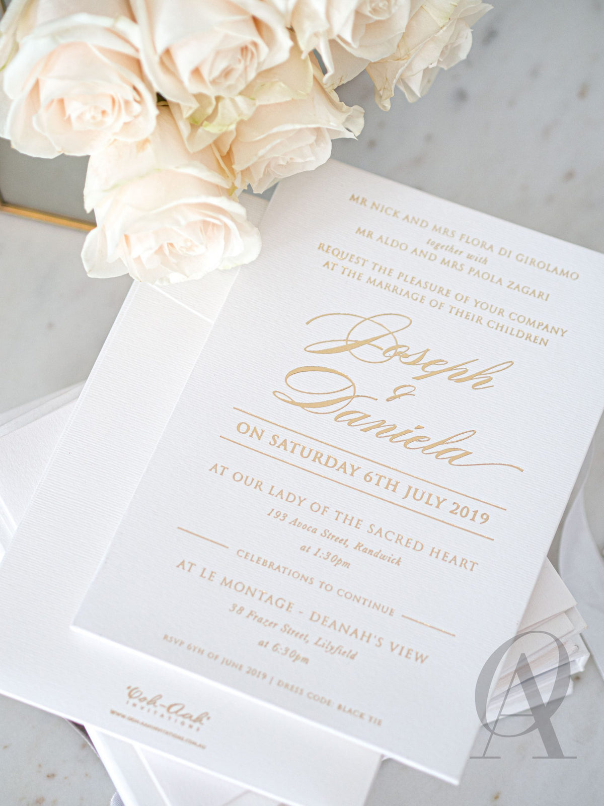 Elegant Ivory Gold Foil Luxury Wedding Invitations Premium Board